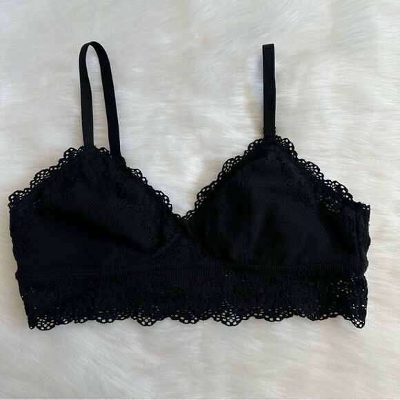 Aerie Laser Cut Lace Wireless Adjustable Strap Black Brallette - Picture 9 of 12